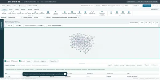 Telaio cemento armato — schermata reale dell’applicazione
